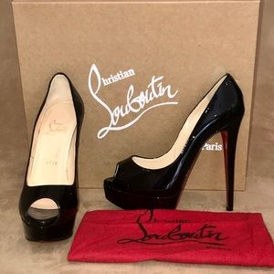CHRISTIAN LOUBOUTIN-Lady Black 150 Peep Toe Heels